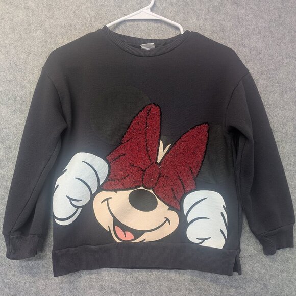 Disney Other - Zara Minnie Mouse pullover with sequins sweater dark grey